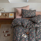 Floral Rose Cotton Bedding Set 4-Piece Pure Cotton Bed eet Cover Duvet Cover Country Sle Korean System Turtle Mister Brand