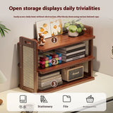 Ikeehome  Rattan Weave Storage Shelf Household Multi Layer Desktop Tea Cups Kitchen Tabletop Organizing Storage Rack Home Storage Gifts