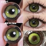 2 Pcs Best Selling Contacts Colored Lenses Myopia Degree -0.00 to -8.00 Green Eye Korean Lenses Blue Soft Fashion Lenses