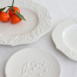 Lily of The Valley Ceramic Plate American Embossed Cake Dessert Dish European Modern Flower Relief Lace Dinner Plates Tableware