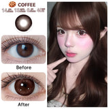 1 Pair(2pcs) Clever Brown/Black-Gray/Coffee Big Eye Enlarging Colored Contact Lenses 14.5mm Half Yearly High Moisture