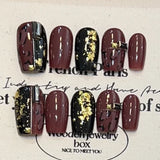 10Pcs Handmade Press on Nails French Cat Eye Rose with Jelly Glue Full Cover Leopard Stars Rhinestone Wearable Ballet Fake Nails