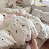 Aerobic three-layer yarn printing four-piece set skin-friendly and soft four-piece set of bedding in student dormitory