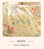 Korean Princess Style 4Pcs Floral Ruffles Bedding Set Single Queen Size Soft Skin-friendly Washed Cotton Duvet Cover Pillowcase