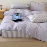 Japanese Blue Striped 100% Cotton Duvet Cover Set Queen King Bedding Set Soft Skin-friendly Comforter Cover Pillowcases Bedsheet
