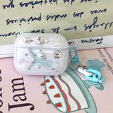 Earphone Case For AirPods 4 Glitter Fish Mermaid Star Pearl Protective Case with Keychain for Airpods 1 2 3 4th Pro Pro2