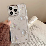 Luxury 3D Glitter Star Clear Phone Case For iPhone 16 15 14 13 12 Pro Max Plus Star Glitter Transparent Case Bumper Cover