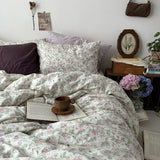 Floral Style Duvet Cover Pure Cotton Bed Cover Girls Soft Comforter Covers Set with Pillowcase King Size Quilt Cover Set