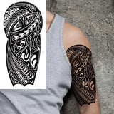 1 Sheet Compass Family Temporary Tattoos For Women Men Adults Flower Tribal Maori Totem Tattoo Sleeve Waterproof Temp Stickers