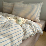 Nordic Bedding Set Pure Cotton Striped Duvet Cover Set Soft Flat Sheet Single Queen Size Double Bed Sheet Set For Bedroom Decor