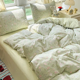 Oxygen Double Layered Four-Piece Bedding Set Fresh Floral Duvet Cover Bed Sheet Bed Canopy Student Dormitory 3-Piece Set