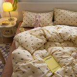 New Type A Aerobic Double Yarn Quilt Cover Knitted Cotton Printed Four-piece Duvet Set Skin Friendly Breathable Bedding