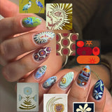 French Almond False Nails Retro Flowers Wearable Hand Drawn Press on Nails for Woman Datachable Full Cover False Nails Tips