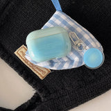 Korea Gradient Lemon Yellow Pendant Round Badge For AirPods Pro 2 Case For AirPods 1 2 3 4 Bluetooth Earphone Charging Box Cover