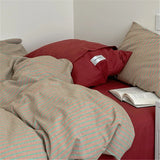 Hua Face  Pure Cotton Waed Bedroom Four-piece Set Retro Sle Quadruple Bedding Set Comfortable for All Seasons