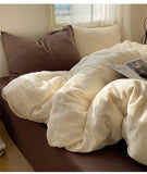Solid Color Bedding Set Soft Duvet Cover Set With Sheet Bedroom Decor Skin Friendly Single Double Four Piece Set Home Textiles