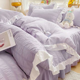 Korean Style Bedding Set Duvet Cover Flat Bed Sheet Bed Skirt Princess Style Ruffle Quilt Cover For Girls Summer Bed Linen