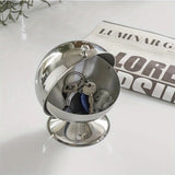 Stainless Steel Storage Jar Sphere Storage Jar with Flip-Top Lid  Modern Round Desktop Organizer for Kitchen Home Office