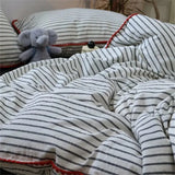 Minimalist Style Green Strip Bedding Sheet Ins Nordic Duvet Cover Set Home Luxury Bedding Set Bed Sheets Comfortable Bedspread