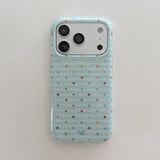 Light Blue Thin Striped Multicolor Tiny Polka Dot Glossy Cute Phone Case for iPhone 17 16 15 14 13 Pro Max Back Phone Cover Capa