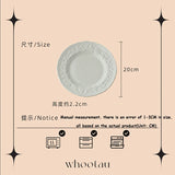 French Relief Dining Plate Household Breakfast Bread Disc Nordic Style White Ceramic Tableware Retro Versatile Dessert Plates