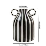Blue and White Ceramic Vase with Handle, Nordic Boho Small Vases Side Table Flower Centerpiece, Wide Mouth Single Flower Vase