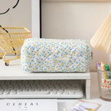 New Polyester Floral Quilted Pen Bag Large Capacity Multifunctional Storage Bag Floral Design Pencil Box School Office