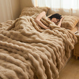 Luxury Solid Color Faux Rabbit Fur Blanket Winter Thickened Warm Faux Fur Blanket Soft Fluffy Throws Blankets for Sofa Bed Naps