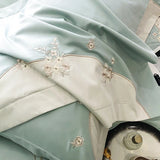 1000TC Egyptian Cotton Flowers Embroidery Luxury Pink Bedding Set Duvet Cover Flat/Fitted Bed Sheet Pillowcases 4Pcs