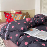 Polka Dot Bedding Set Blue Red Dots With Pillowcases  For Teen Girls Women Cozy Bedroom Decor Full Queen Size