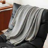 American Knitted Throw Blanket Casual Sofa Decorative Cover Modern Stripes Nap Blanket Bed Cover Cozy Boho Camping Travel Shawl
