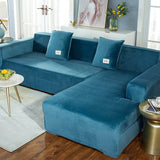 Solid Color Velvet Chenille Non-slip Sofa Cover, Elastic 1/2/3/4 Seater Thickened Full Coverage Slipcover Universal Fit L Shaped