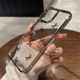 INS Black Bowknot Clear Phone Case for iPhone 15 14 13 16 12 Pro Max Silicone Polka Dot Case Transparent Cover