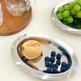 Creative Oval Breakfast Coffee Table Pastries Desserts Plate Stainless Steel Appetizer Salad Fruits Serving Tray for Birthday