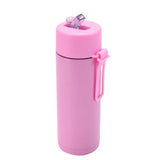 Stainless Steel Thermos Mug, Large Capacity, Portable Silicone Handle with Straw, American Large Capacity, WATER BOTTLE, 650ml