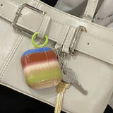 Colorful stripe shell headset protection cover for apple airpods 3 2 1 4 pro 2nd wireless bluetooth earphone charging box cover