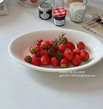 Ele Oval Cerc Plate Ins Sle Milk White for Restaurant Pastries Salads Fruits Pasta Multi Functional Diware