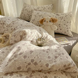 Duvet Set Double Yarn Four-piece Set Class A Aerobic Knitted Cotton Printed Love Bed Cover Skin Friendly Breathable Bedding