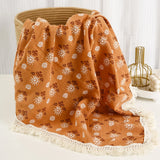 Cotton Muslin Swaddle Blankets for Newborn Baby Tassel Receiving Blanket New Born Swaddle Wrap Infant Sleeping Quilt Bed Cover