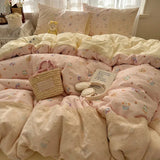 New lace washed cotton bed four-piece set Korean dormitory quilt cover student bed sheet three-piece set