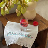 Korean Flower Embroidery Fabric Rectangular Placemat Heat Resistant Table Decoration and Accessories Dining Table Mats