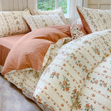 Ikeehome  Class A super soft jacquard cloud yarn cotton four-piece set, bed sheet, bed hat, quilt cover, student dormitory bed