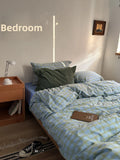 Artistic Sle Retro Plaid 00% Cotton Bedding Set Duvet Cover Pure Cotton Bed eet Bed Canopy Tee Piece Set Quilt Cover