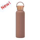 Sports Thermos Cup With Bamboo Lid And Handle,Stainless Steel Vacuum Flasks,Camping Gym Drinkware,Small Mouth Water Bottle,750ml