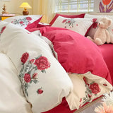 Kawaii Princess Pure Cotton Bedding Set Full Size Lovely Ruffles Single Doubel Duvet Cover Set Girls Woman Cozy Bedding Sets