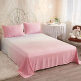 Floral Plant Pattern Bedding Doublesided Coral Fleece Duvet Cover 3 Pcs Set Keepwarm Machine Washable Skin Friendly Bed Sheets