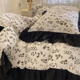 Solid Colour INS French Style Bedding Set For adults kids Brown pink Flat Sheet With Pillowcases Colorful King Queen Full size