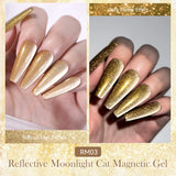Gold Reflective Moonlight Gel Nail Polish Cat Magnetic Aurora Spar Glitter Semi-Permanant Varnish Nail Art Magnetic
