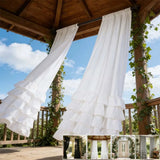 2pcs Romantic Pastoral Multi-Layer Ruffled Half-Blackout Outdoor Curtains,with Top Rod Pocket,Suitable ForDoor Curtains,Bedrooms