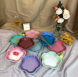 Plum Blossom Small Plate 14cm Sauce Plates French Cool Color Cake Dish Gradual Spit Bone Dishs Tableware Ceramic Dessert